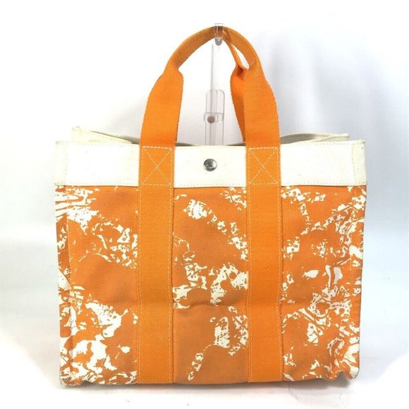 HERMES Hand Bag Bora Bora PM Cheval Spries bag with pouch Tote Bag Canvas Orange - Picture 14 of 16